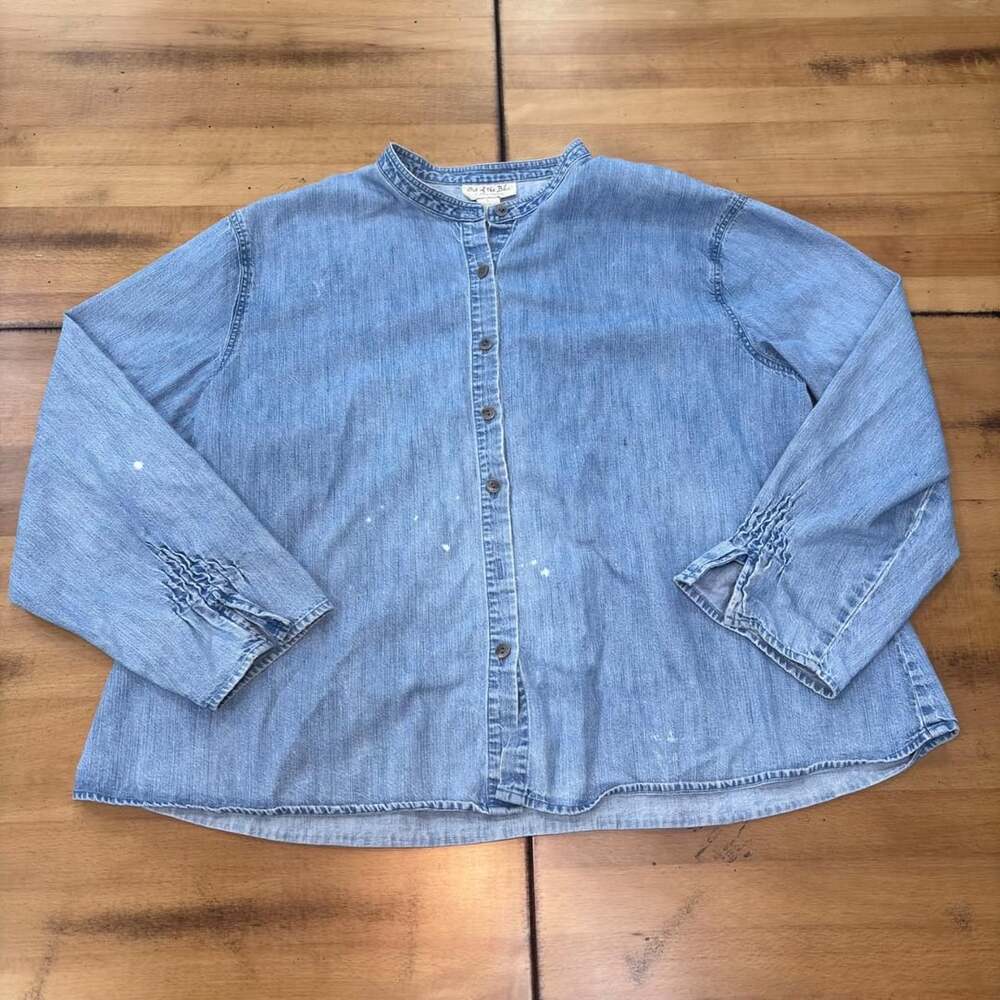 J.Jill Out of the Blue Smocked Denim Shirt Large